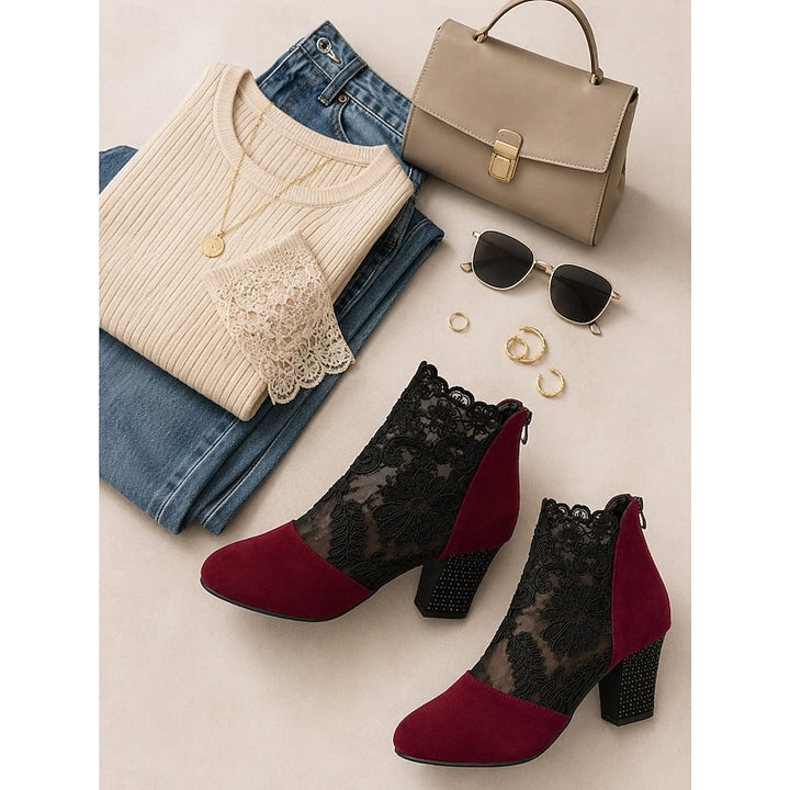 Marjorie | Lace-Detail Heeled Ankle Boots