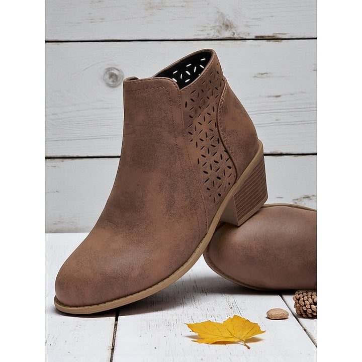 Winifred | Cutout Low-Heel Ankle Boots