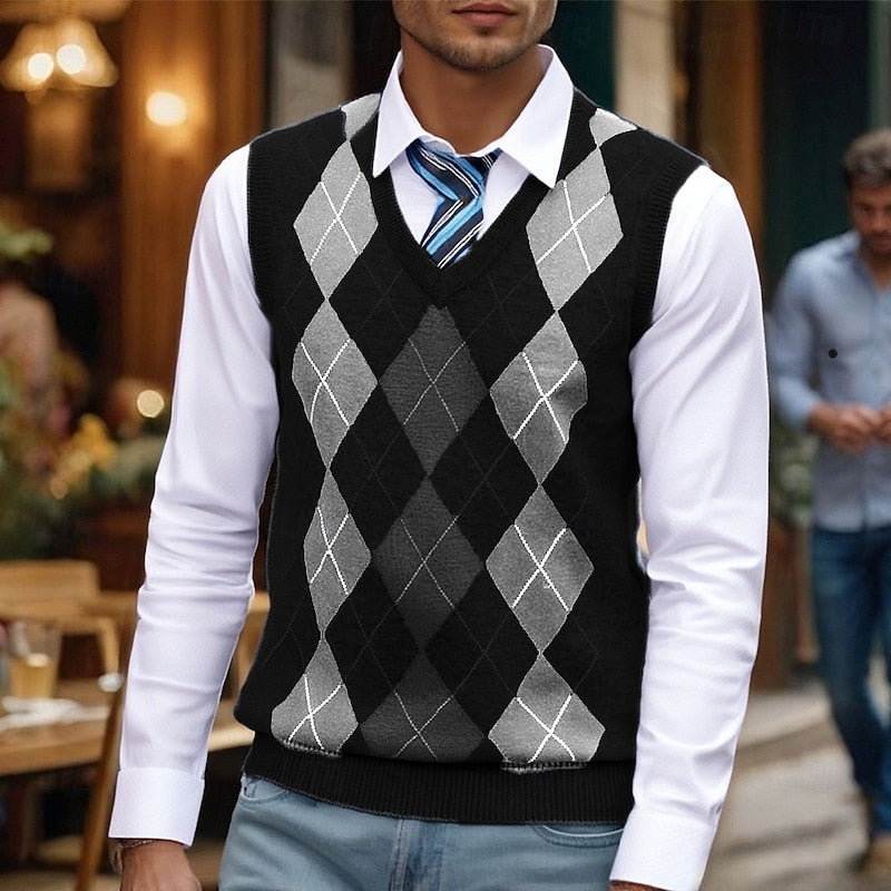 Lachlan | Argyle V-Neck Sweater Vest