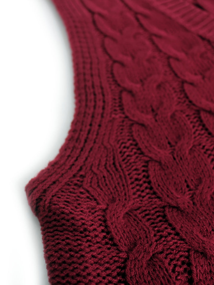 Genevieve | Cable-Knit V-Neck Sweater Vest