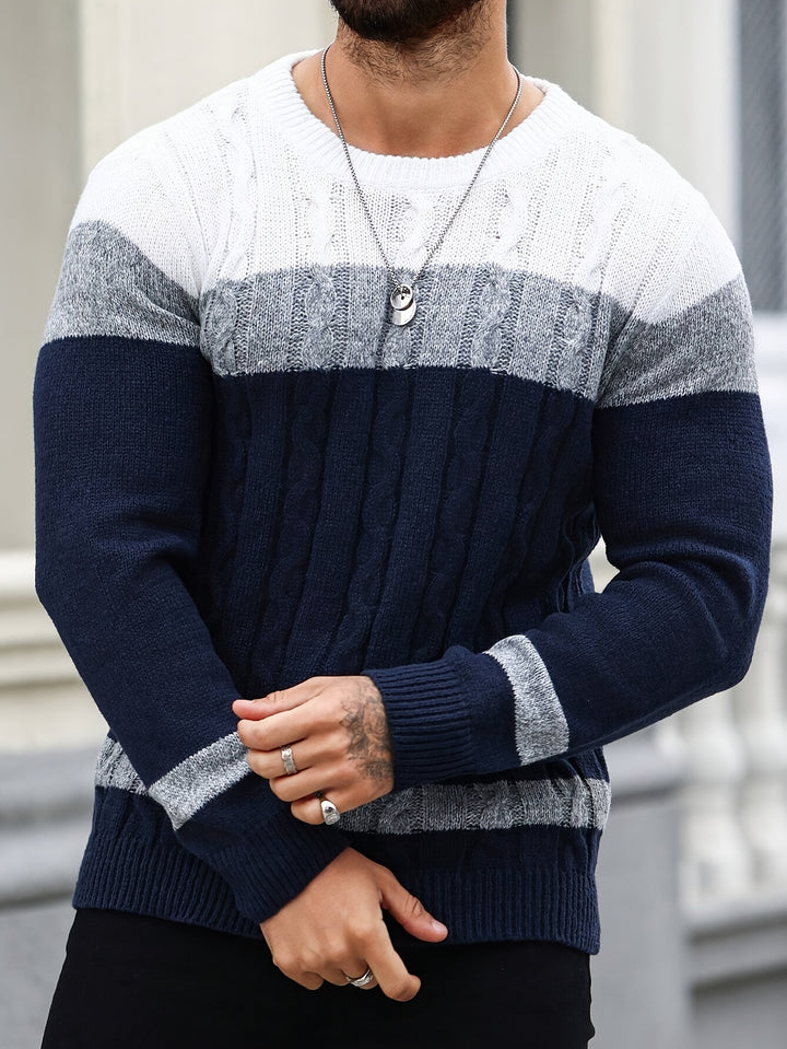 Rory | Colour-Block Cable Knit Sweater