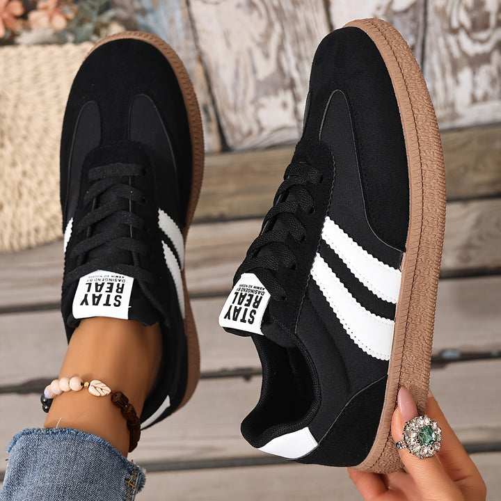 Seraphina | Retro Striped Lace-Up Sneakers