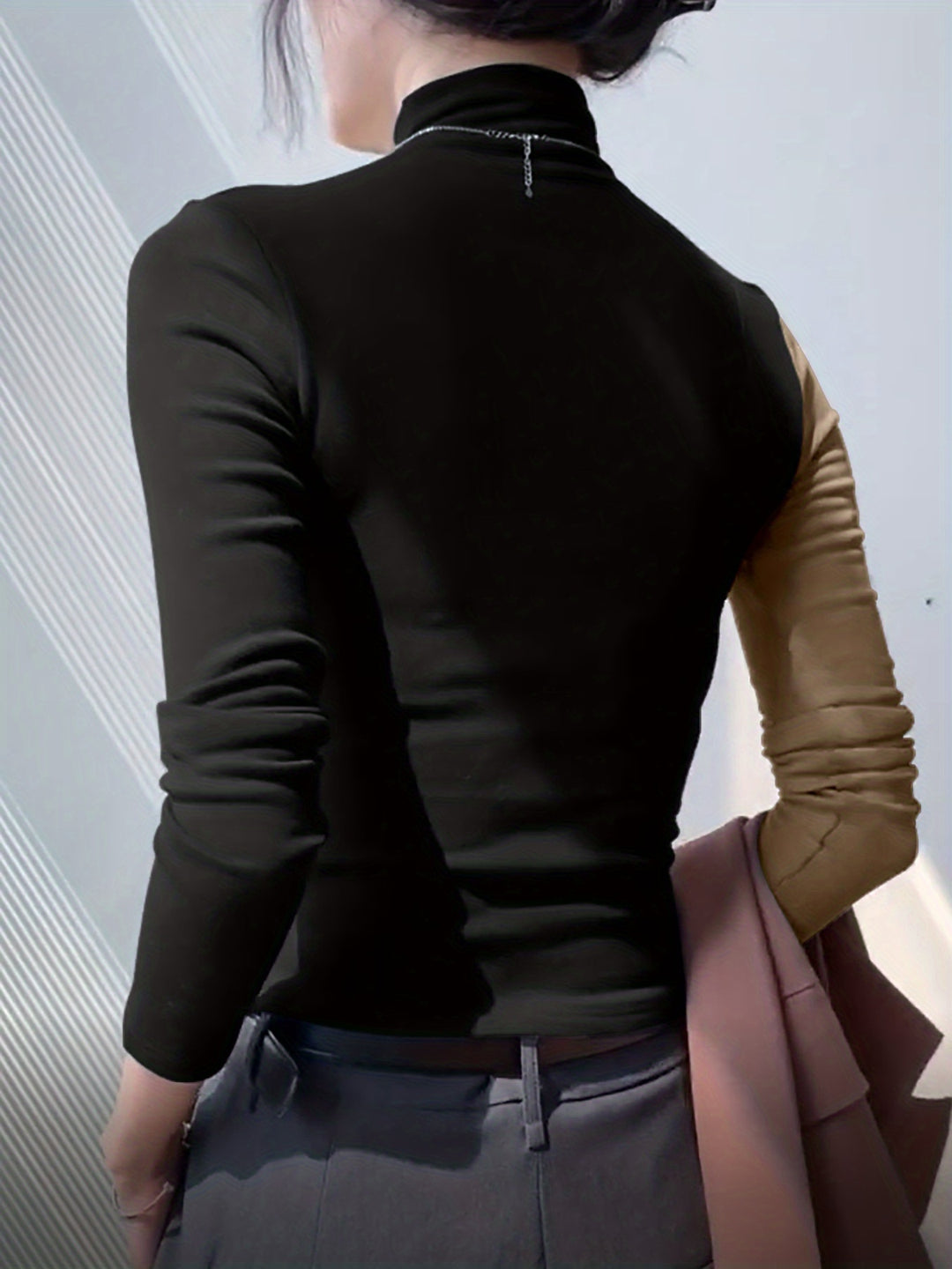 Lucinda | Color Block Mock Neck Top