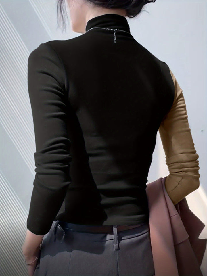 Lucinda | Color Block Mock Neck Top