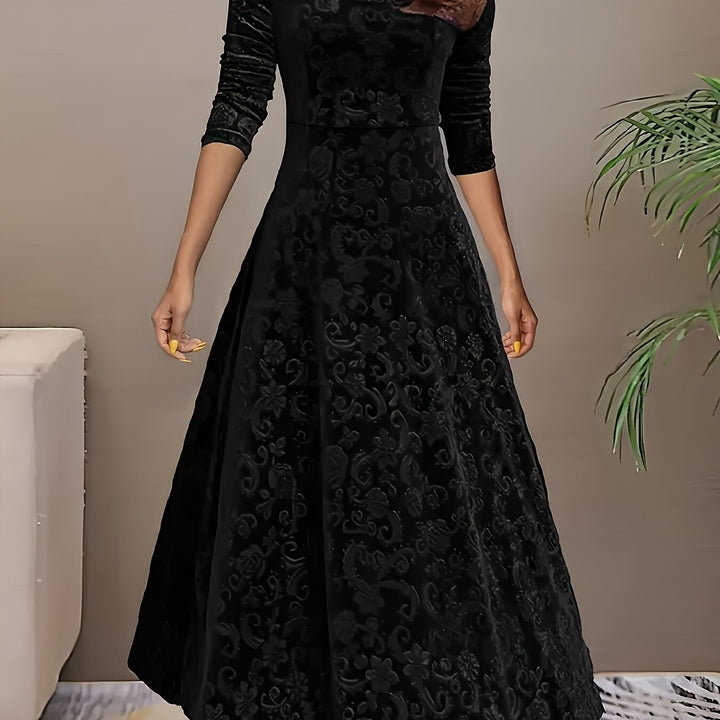 Rosalind | Elegant Floral Square Neck Dress