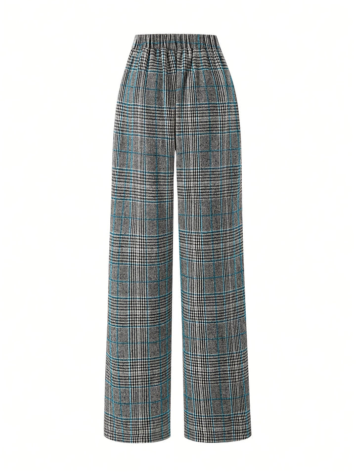 Brooke | Refined Wide-Leg Plaid Trousers