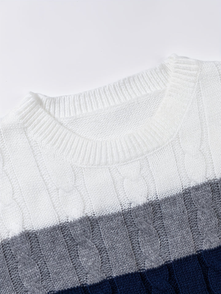 Rory | Colour-Block Cable Knit Sweater