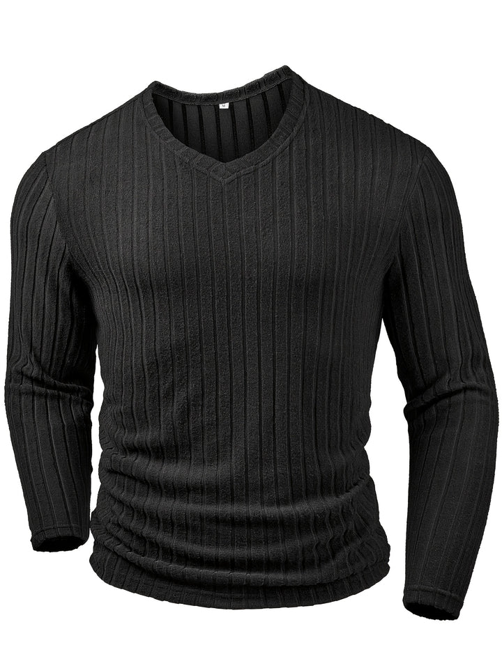 Desmond | Ribbed V-Neck Long Sleeve Top