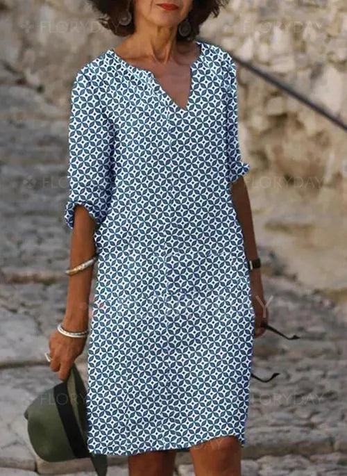 Celia | Vintage Split Neck Summer Dress