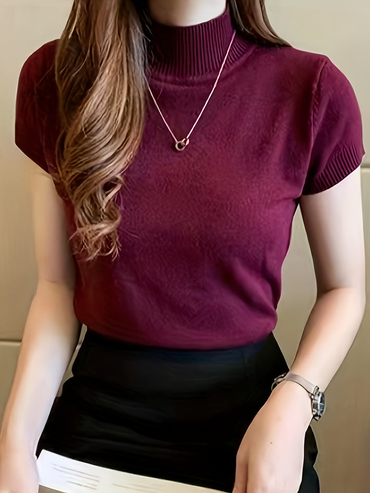Rowan | Refined Mock-Neck Short Sleeve Top