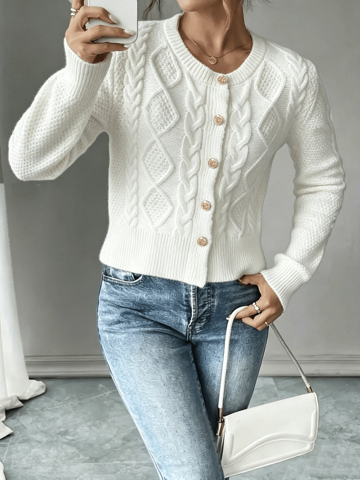 Matilda | Cable-Knit Button-Front Cardigan