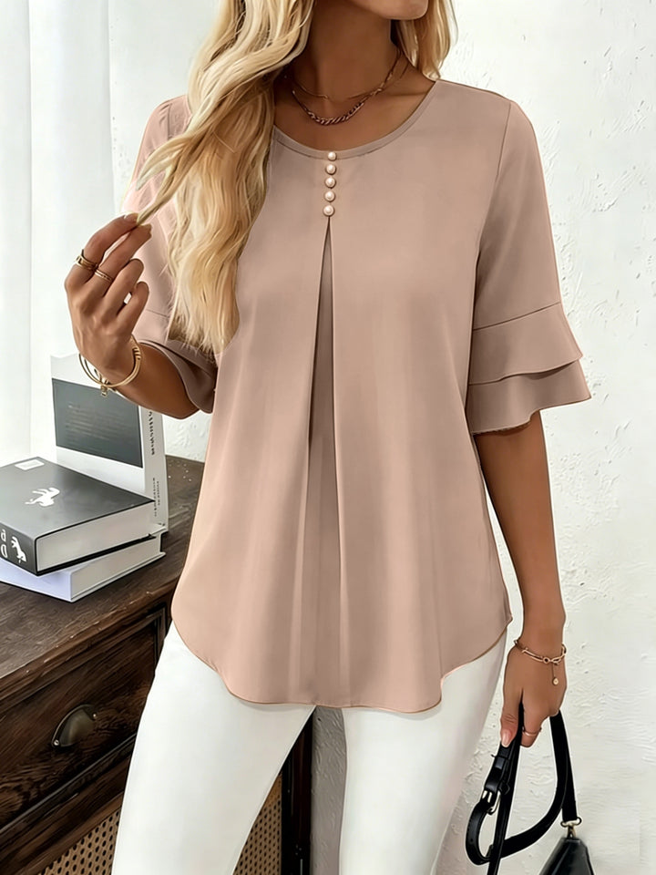 Annette | Flared-Sleeve Ruffle Top