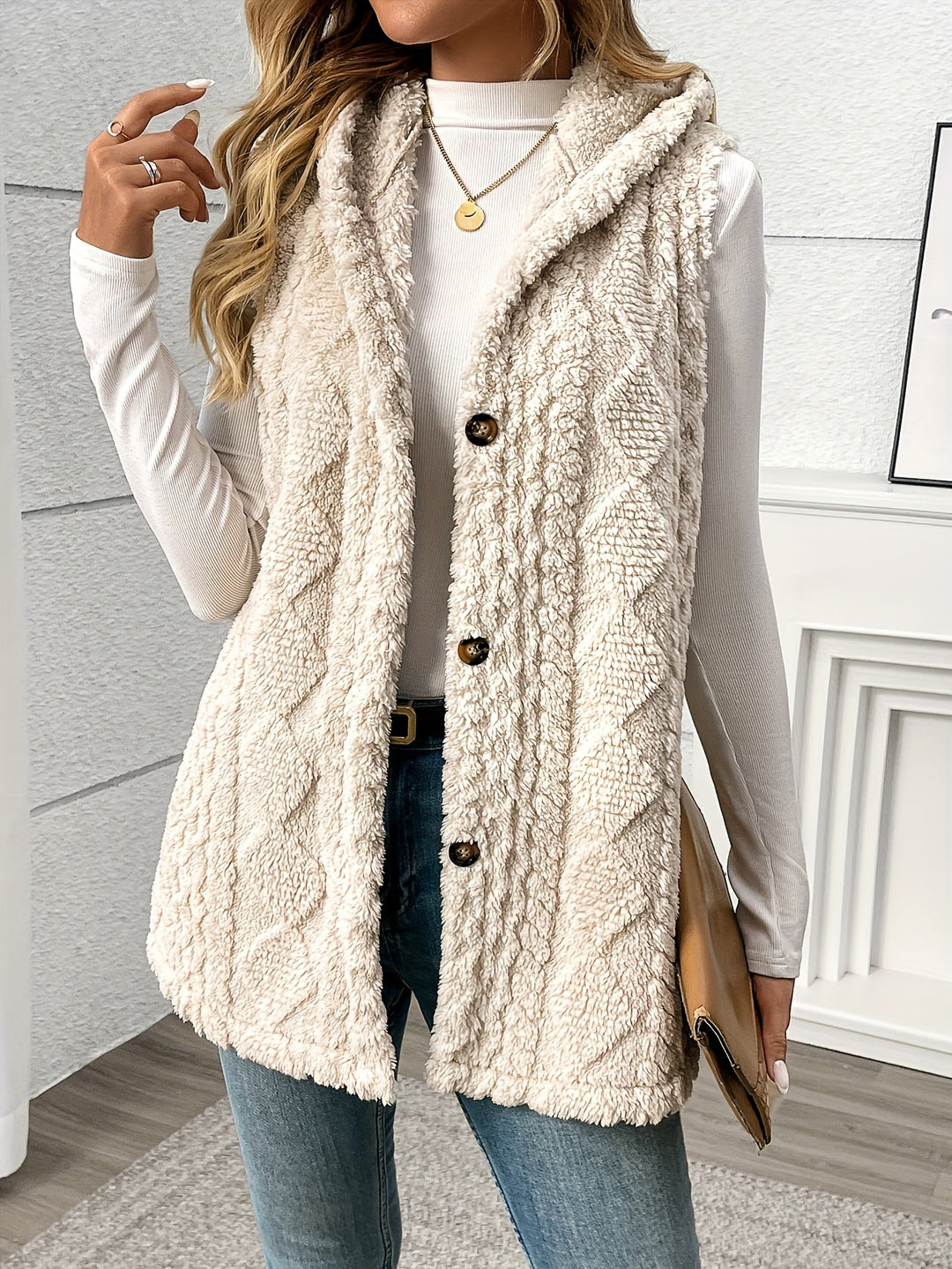 Greta | Cozy Hooded Button-Front Vest
