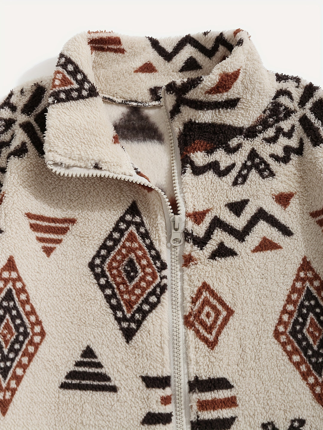 Dahlia | Patterned Plush Zip-Up Jacket