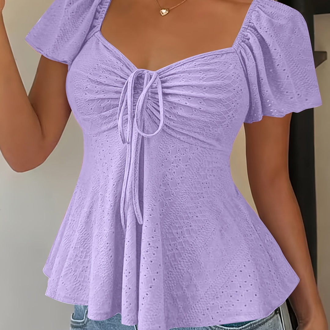 Juliet | Textured Drawstring Peplum Top