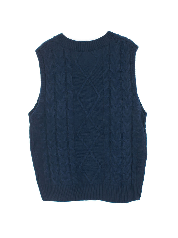 Genevieve | Cable-Knit V-Neck Sweater Vest
