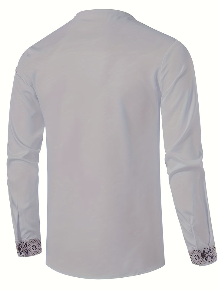 Rafael | Patterned Stand-Collar Henley Shirt
