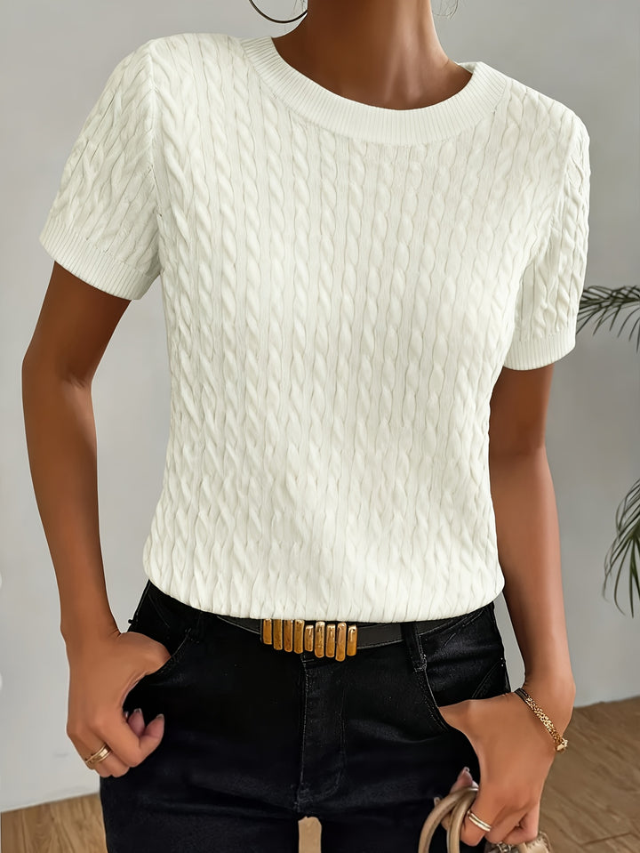 Elaine | Textured Round-Neck Short-Sleeve Top
