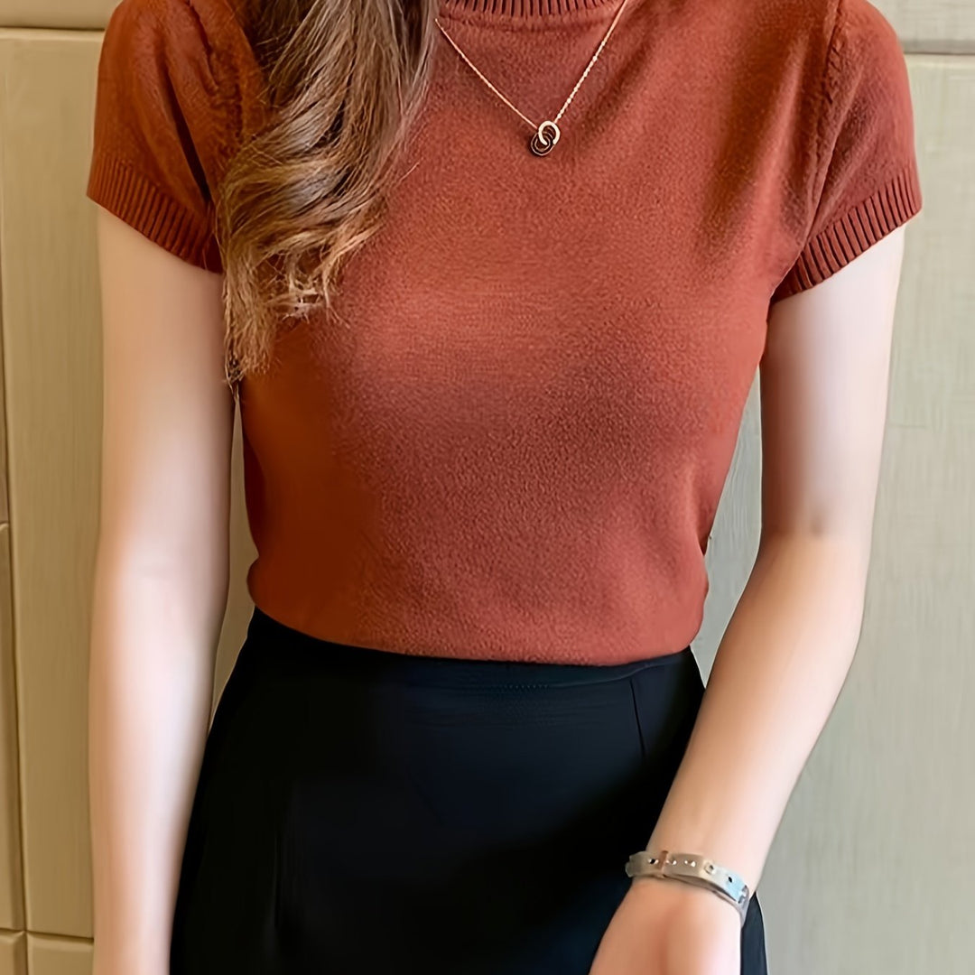 Rowan | Refined Mock-Neck Short Sleeve Top