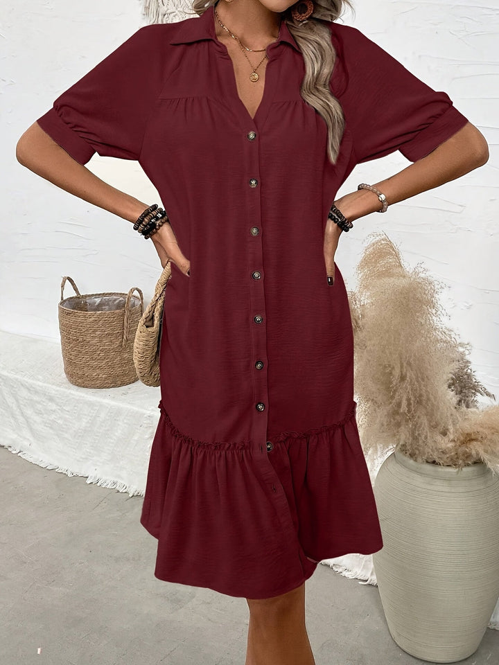 Maevelle | Elegant Boho Button Midi Dress