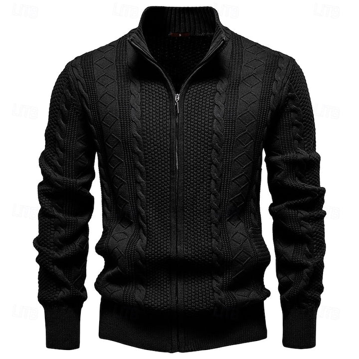 Sheldon | Cable-Textured Zip Cardigan