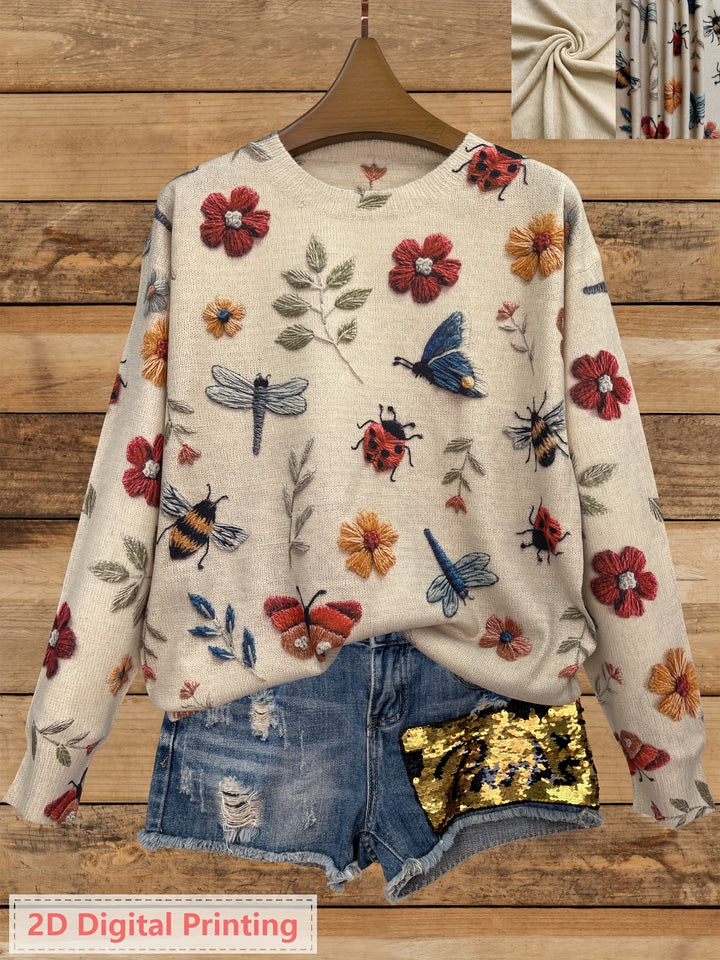 Cynthia | Botanical Crew Neck Sweater