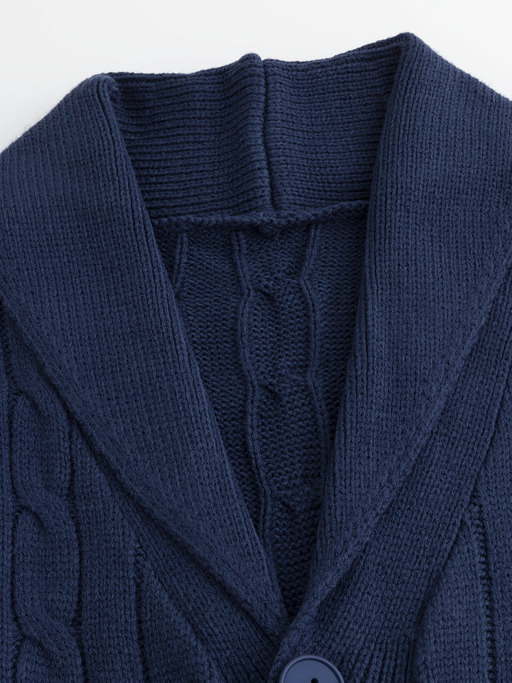 Leonard | Cable-Knit Shawl Collar Cardigan