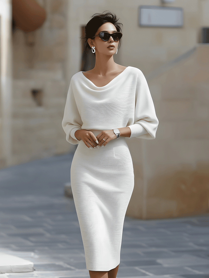 Cordelia | Refined Cowl-Neck Midi Dress