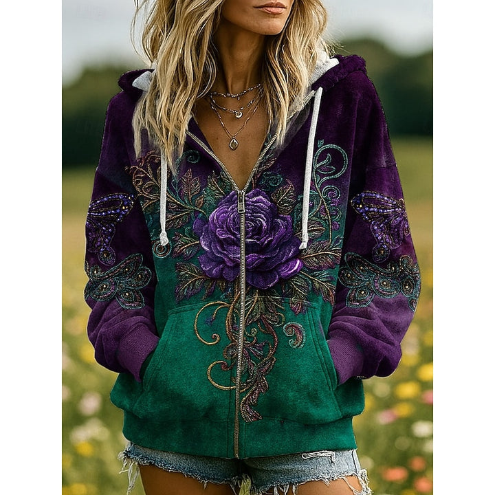 Vera | Nature-Print Zip Hoodie