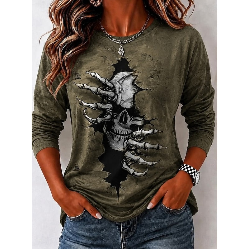 Sabrina | Halloween Skull Long-Sleeve Top