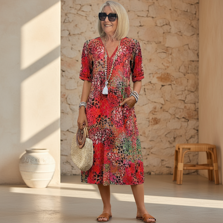 Natalie | Classic Pattern Midi Dress