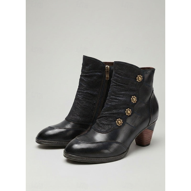 Rosalyn | Button-Detail Heeled Ankle Boots