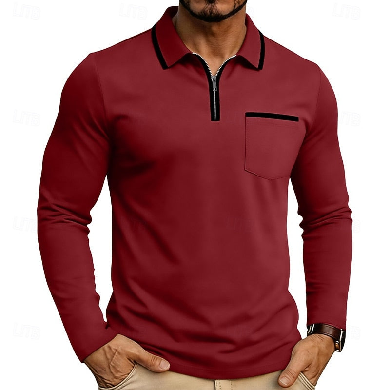 Maddox | Refined Quarter-Zip Long Sleeve Polo