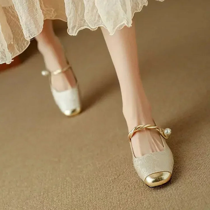 Cecile | Vintage Braided Pearl Strap Shoes