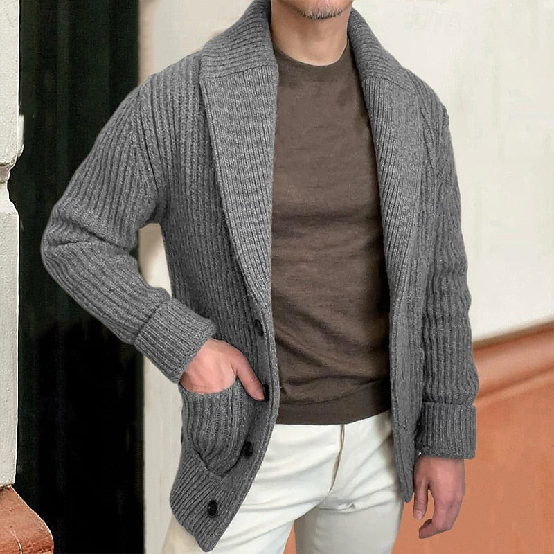 Preston | Shawl Collar Ribbed Cardigan