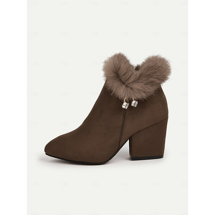 Estella | Fur-Trimmed Block Heel Ankle Boots