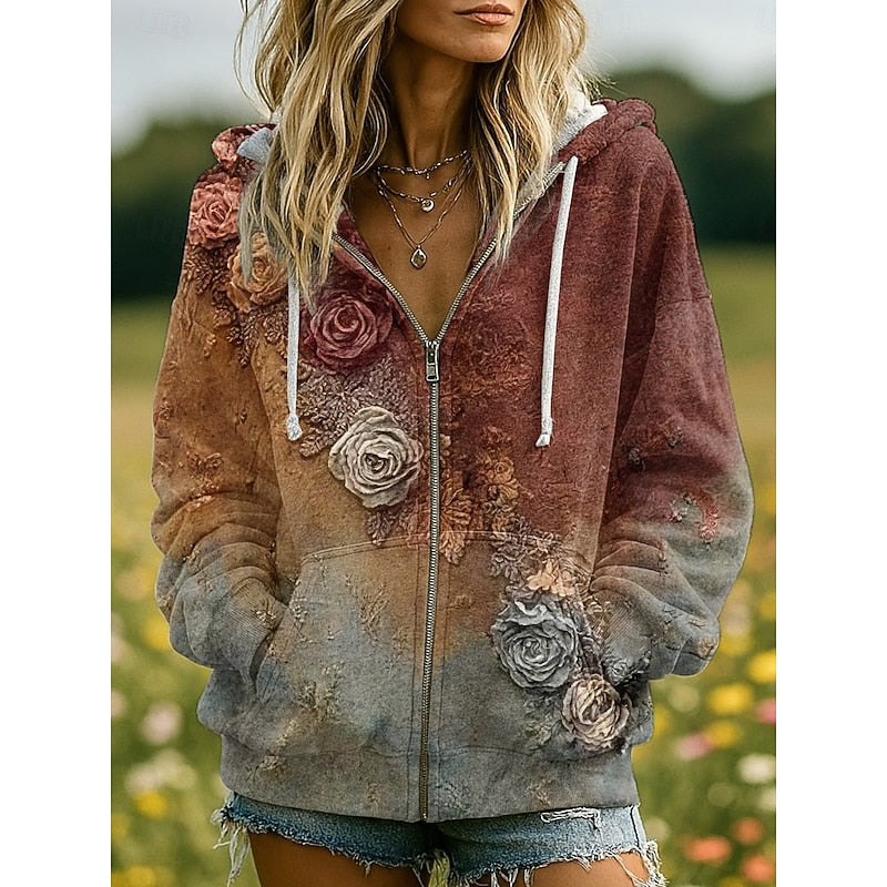 Vera | Nature-Print Zip Hoodie