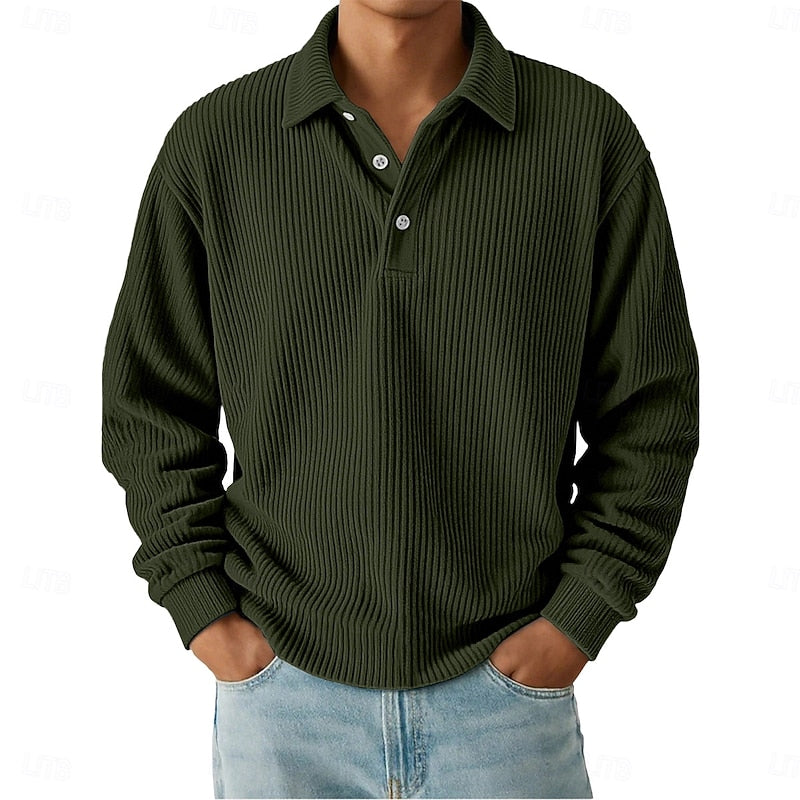 Oscar | Ribbed Long-Sleeve Polo Shirt