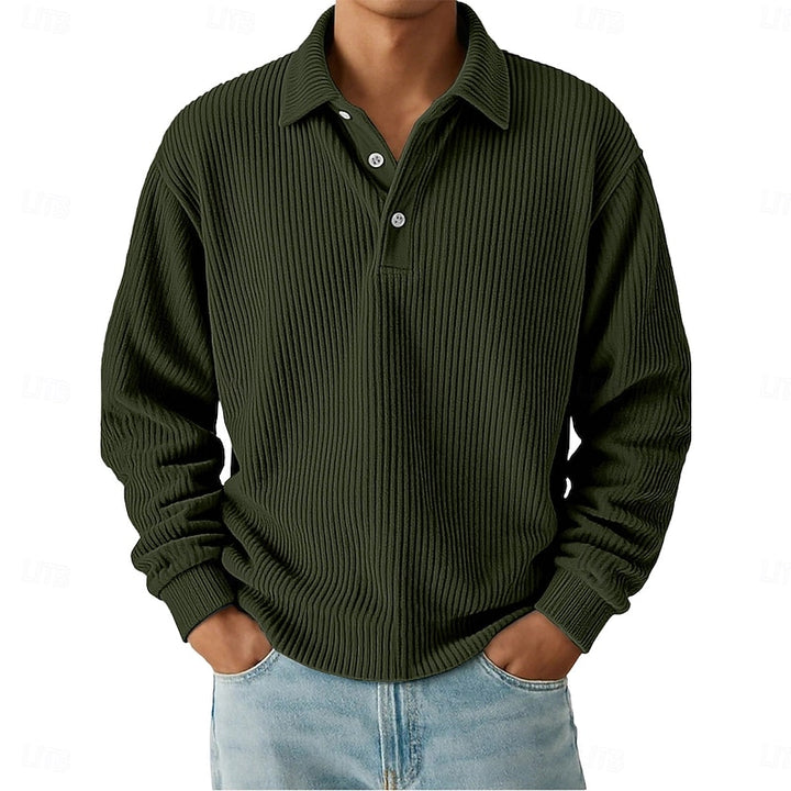 Oscar | Ribbed Long-Sleeve Polo Shirt