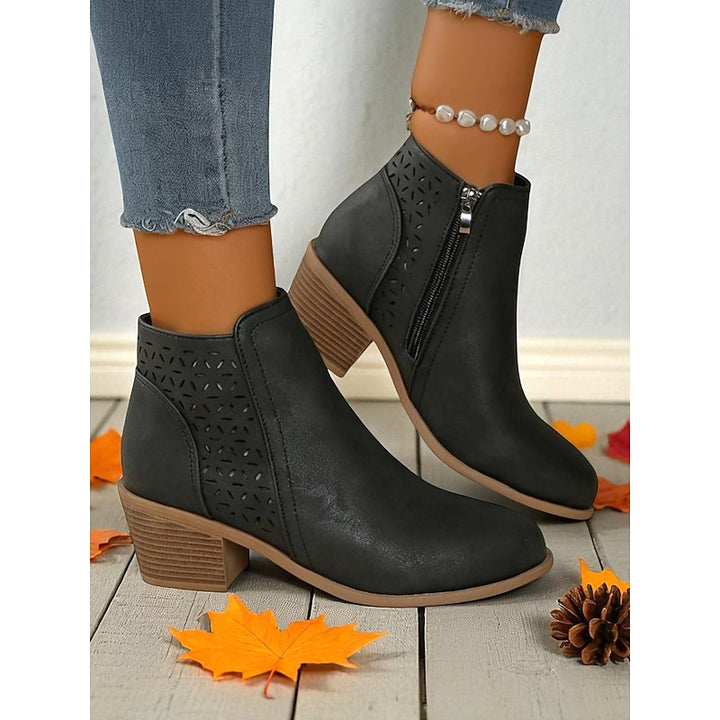 Winifred | Cutout Low-Heel Ankle Boots