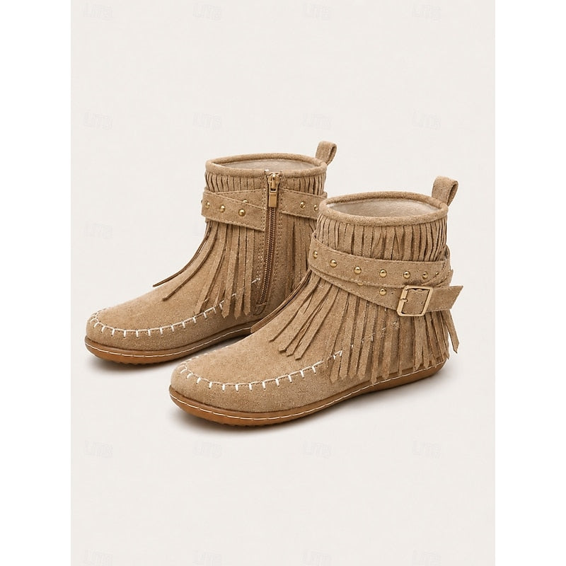 Adele | Fringe Moccasin Ankle Boots