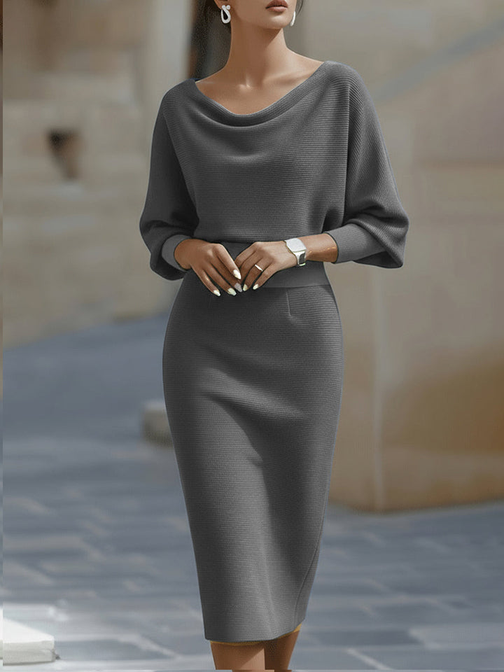 Cordelia | Refined Cowl-Neck Midi Dress