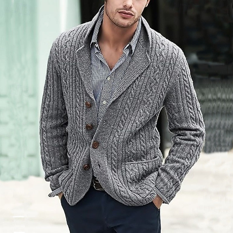 Chandler | Cable-Textured Button Cardigan