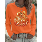 Willow | Halloween Sparkle Pumpkin Long Sleeve Top