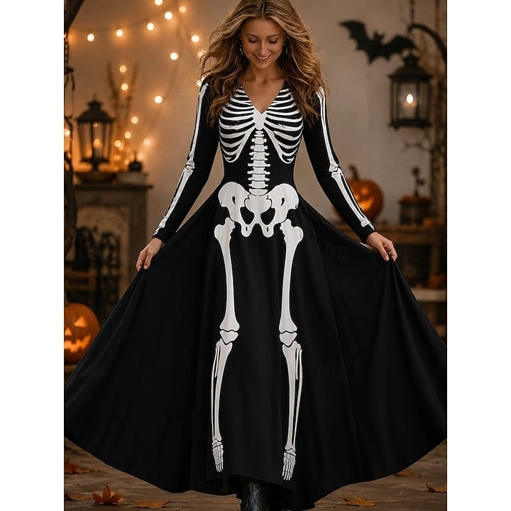 Ivy | Skeleton Rose Halloween Maxi Dress