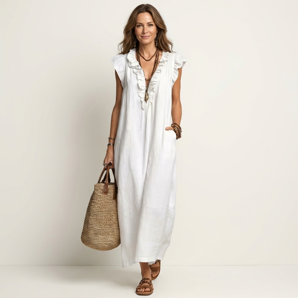 Marielle | Ruffle V-Neck Maxi Dress