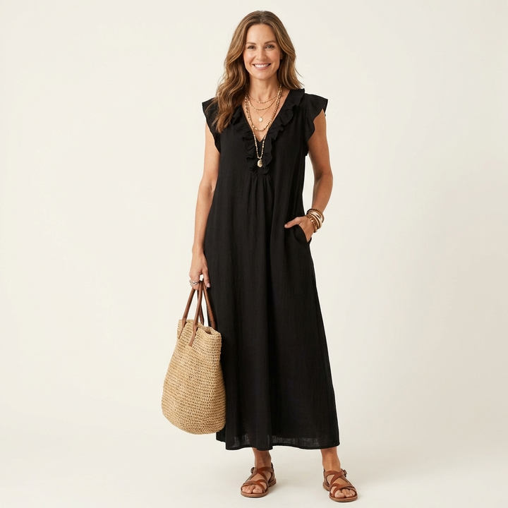 Marielle | Ruffle V-Neck Maxi Dress