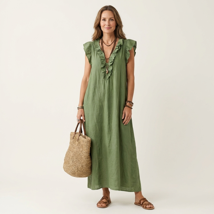 Marielle | Ruffle V-Neck Maxi Dress