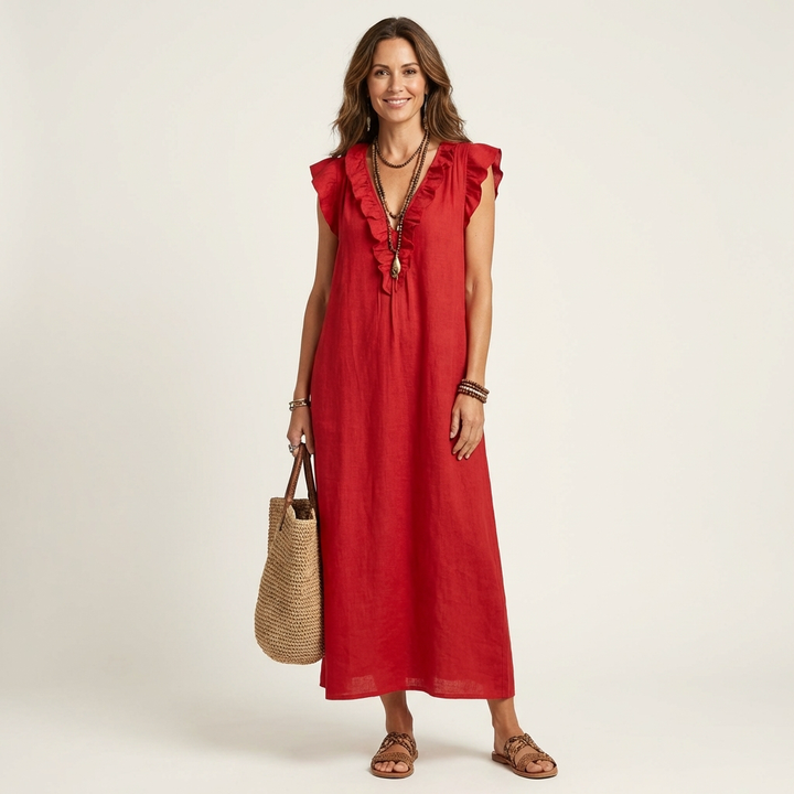 Marielle | Ruffle V-Neck Maxi Dress