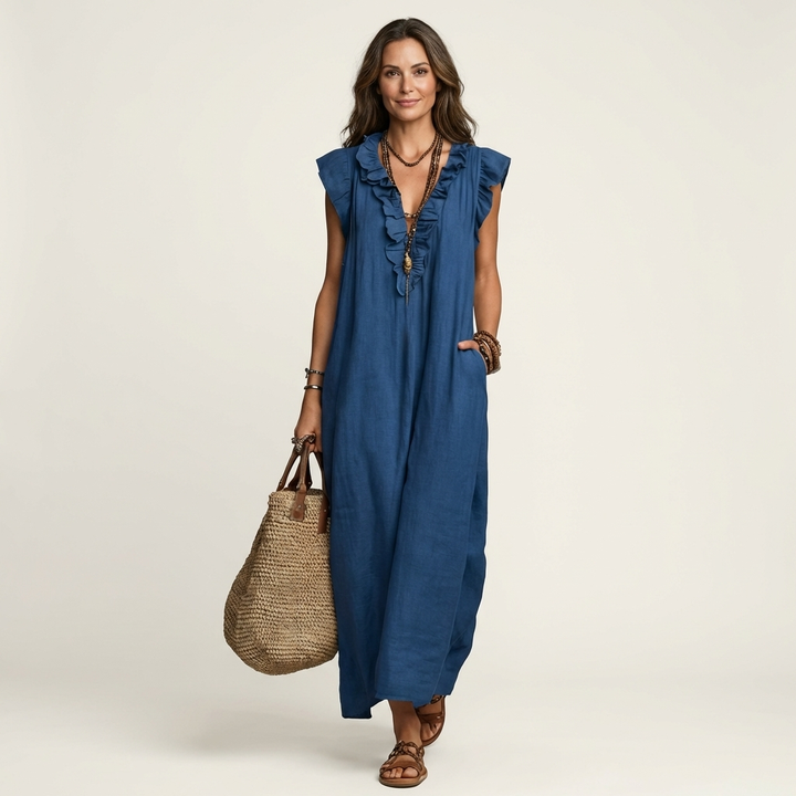 Marielle | Ruffle V-Neck Maxi Dress